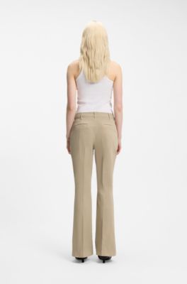 Slim-fit trousers with flared leg, Beige