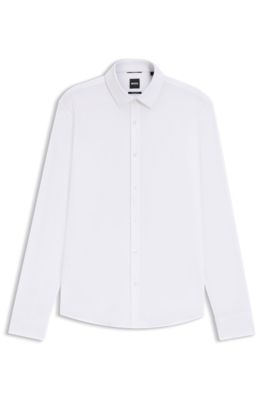 Regular-fit shirt in performance-stretch jersey, White
