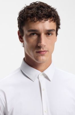 Camicia regular fit in jersey elasticizzato ad alte prestazioni, Bianco