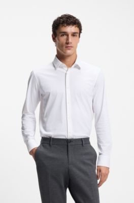 Chemise Regular en jersey stretch performant, Blanc
