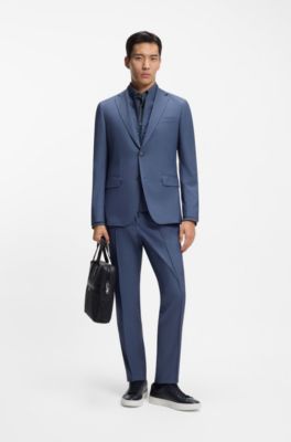Regular-fit shirt in performance-stretch jersey, Dark Blue