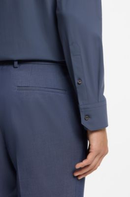 Regular-fit shirt in performance-stretch jersey, Dark Blue