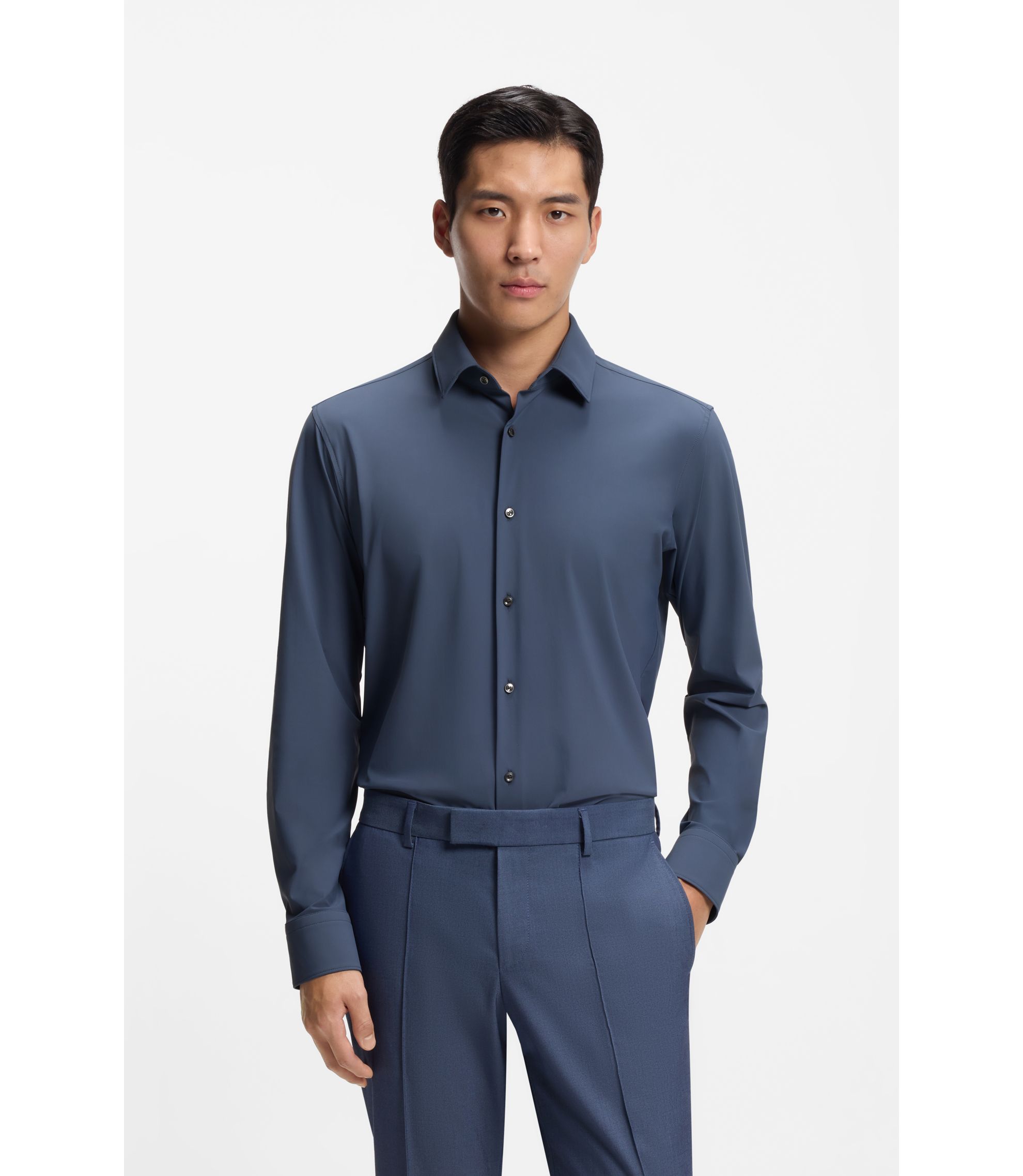 Regular-Fit Hemd aus Performance-Stretch-Jersey