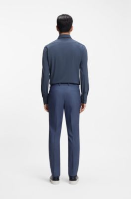 Regular-fit shirt in performance-stretch jersey, Dark Blue