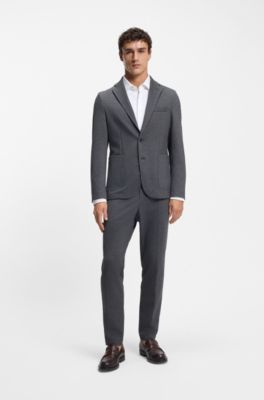 Slim-fit shirt in performance-stretch structured jersey, White