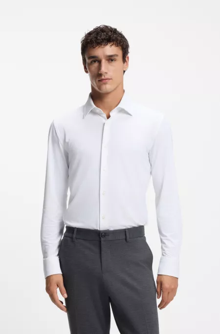 Chemise Slim en jersey stretch structuré performant