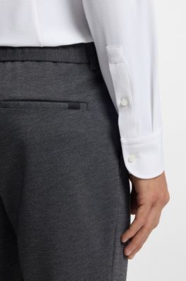 Slim-fit shirt in performance-stretch structured jersey, White