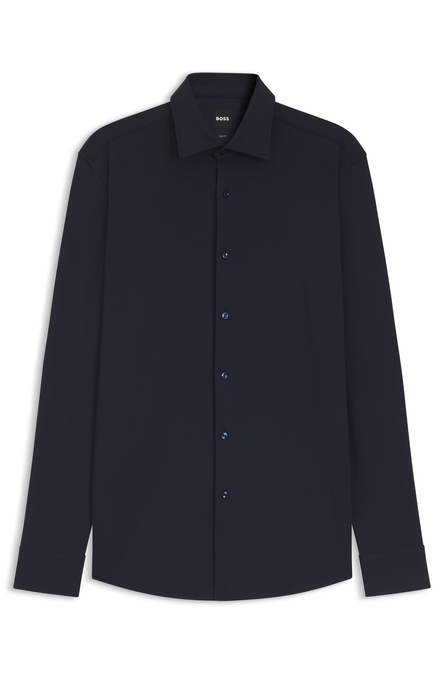 Boss Slim-fit shirt in performance-stretch structured jersey skjortor & blusar herr – bild 4