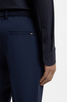 Slim-fit shirt in performance-stretch structured jersey, Dark Blue