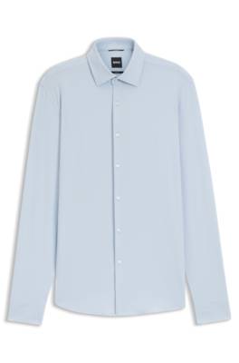 Slim-fit shirt in performance-stretch structured jersey 1
