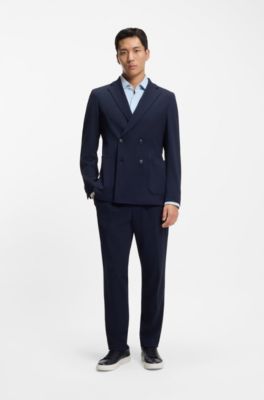 Slim-fit shirt in performance-stretch structured jersey, Light Blue