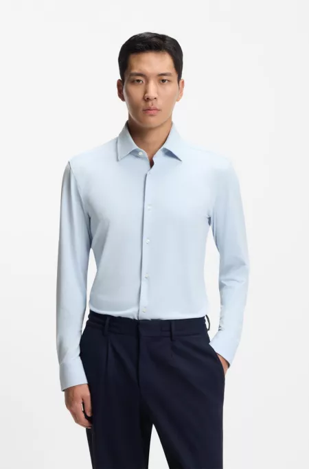 Chemise Slim en jersey stretch structuré performant