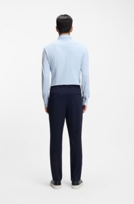 Slim-fit shirt in performance-stretch structured jersey, Light Blue