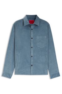 Oversized-fit shirt in cotton corduroy, Light Blue