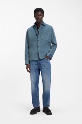 Oversized-fit shirt in cotton corduroy, Light Blue