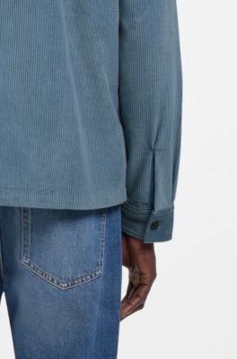 Oversized-fit shirt in cotton corduroy, Light Blue