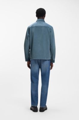 Oversized-fit shirt in cotton corduroy, Light Blue