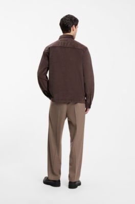 Oversized-fit shirt in cotton corduroy, Brown