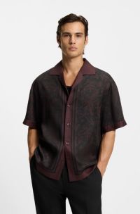 Oversized-fit shirt with digital print, Brown Patterned