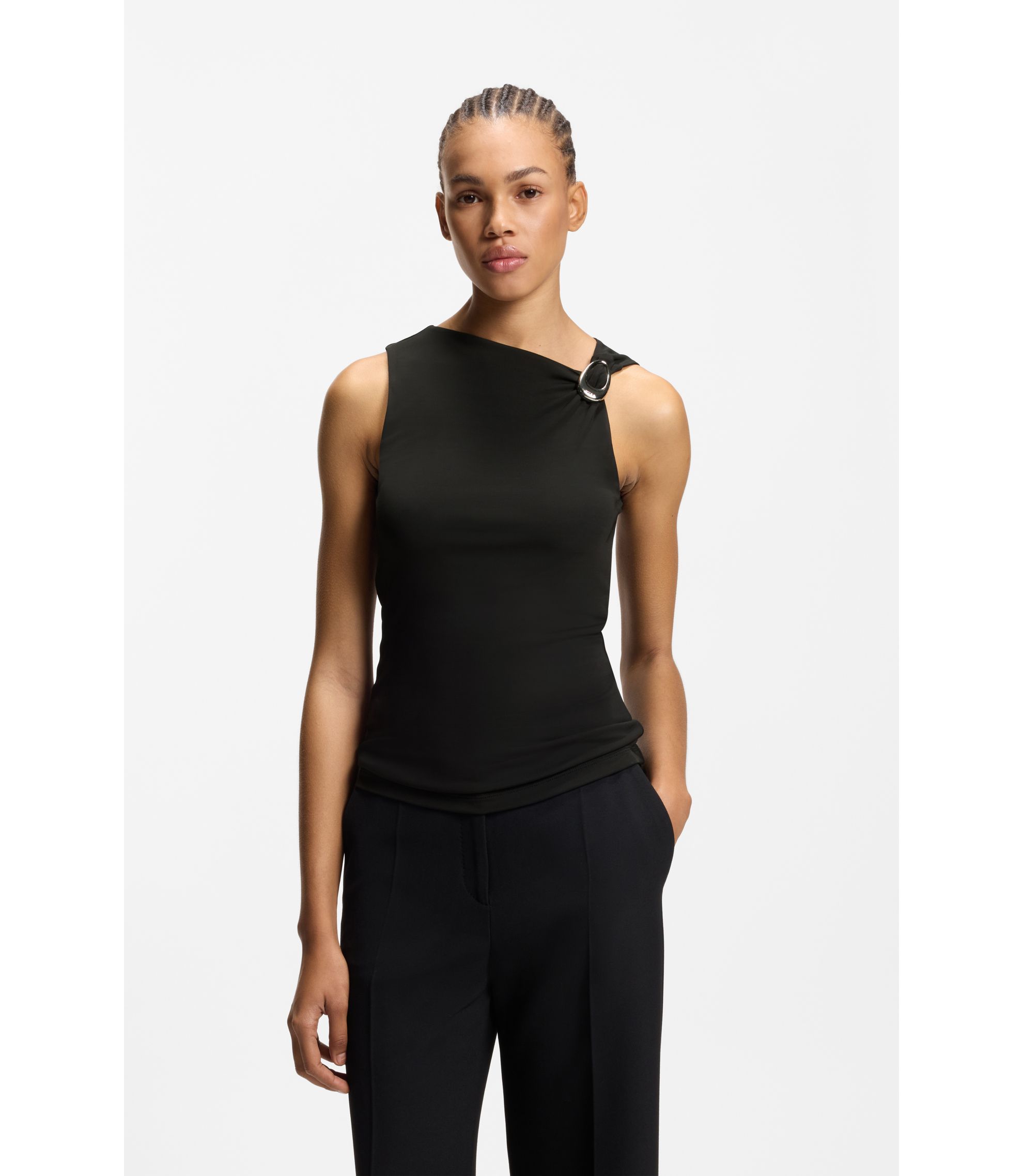 Ärmelloses Top mit Logo-Schließe-Detail