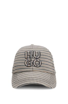 Houndstooth cap with stacked logo, Patterned