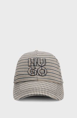 Houndstooth cap with stacked logo, Patterned