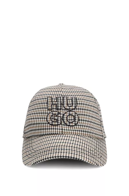 Houndstooth cap with stacked logo