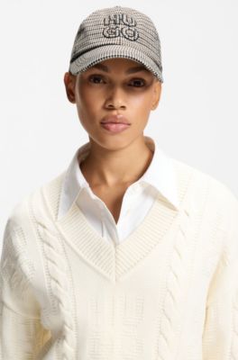Houndstooth cap with stacked logo, Patterned