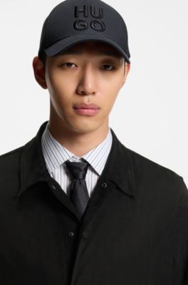 Oversized-fit shirt in faux leather with side pockets, Black