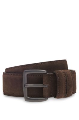BECKHAM x BOSS belt in Italian suede, Dark Brown