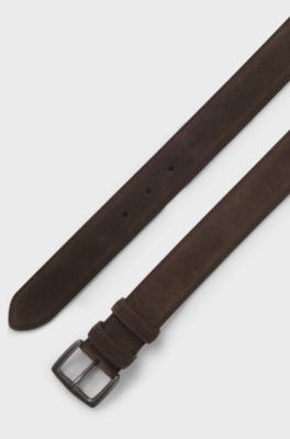 BOSS BY BECKHAM belt in Italian suede, Dark Brown