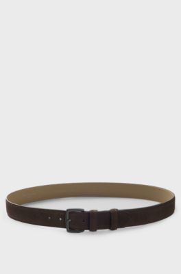 Riem van Italiaanse su&egrave;de uit de BECKHAM x BOSS-collectie, Donkerbruin
