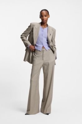 Pantaloni regular fit con micromotivo pied-de-poule, A disegni