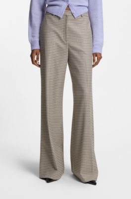 Regular-fit trousers with micro houndstooth, Patterned