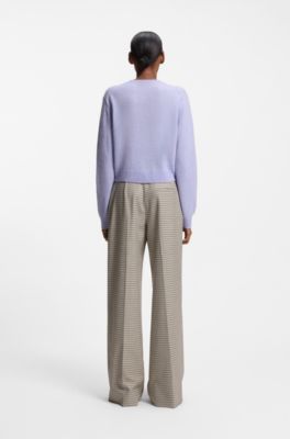Regular-fit trousers with micro houndstooth, Patterned