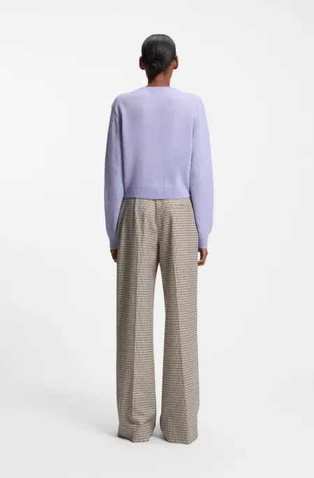 Pantalon Regular à micro motif pied-de-poule