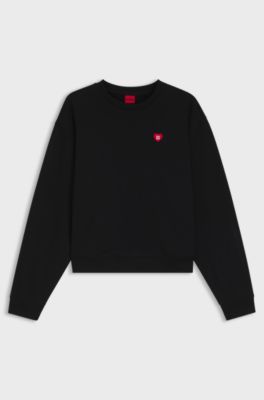 K&ouml;nsneutral sweatshirt i terry-bomull med hj&auml;rtlogga, Svart