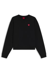 All-gender Sweatshirt aus Baumwoll-Terry mit Herz-Logo, Schwarz