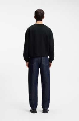 Sweatshirt i terry-bomull med hj&auml;rtlogga, Svart