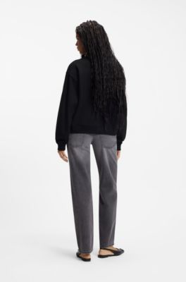 All-gender Cotton-terry sweatshirt with heart logo, Black