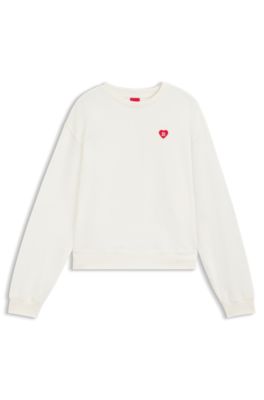 コットンテリー スウェットシャツ ハートロゴ, ホワイト