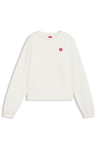 Sudadera unisex en felpa de algod&oacute;n con logo de coraz&oacute;n, Blanco