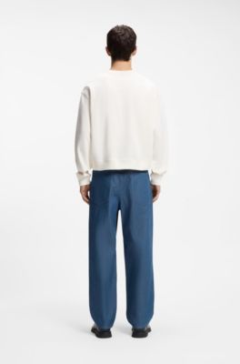 Sweater van katoenen badstof met hartlogo voor alle genders, Wit