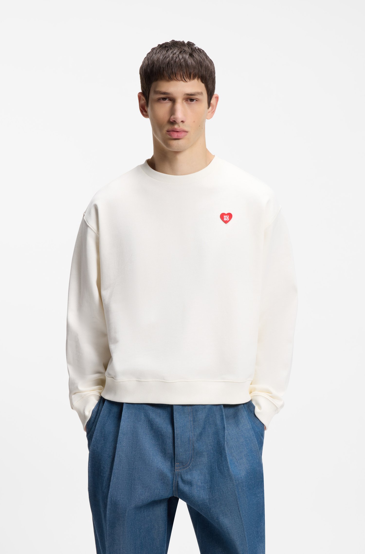 Hugo All-gender Cotton-terry sweatshirt with heart logo dam – bild 2