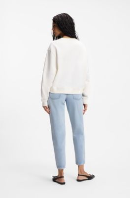 Sweater van katoenen badstof met hartlogo voor alle genders, Wit