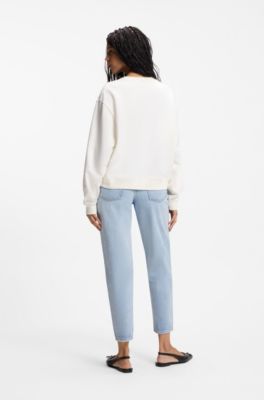 All-gender Cotton-terry sweatshirt with heart logo, Natural