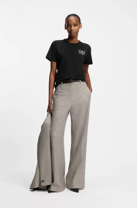 T-shirt en jersey de coton à fleurs