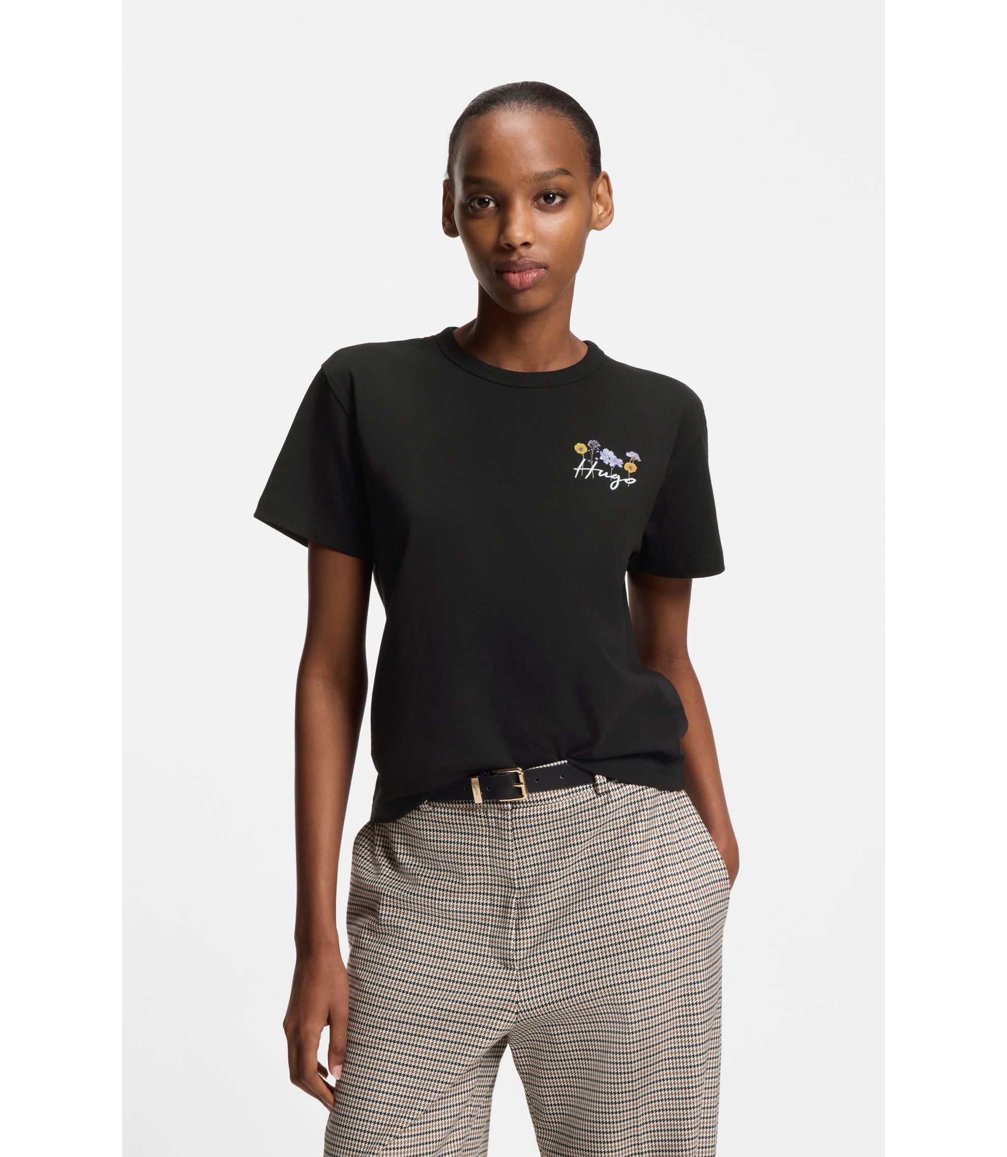 T-Shirt aus Baumwoll-Jersey mit Blumen-Artwork