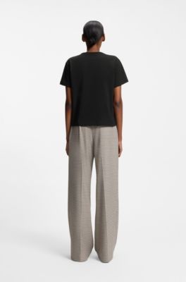 T-shirt in jersey di cotone con stampa a tema floreale, Nero