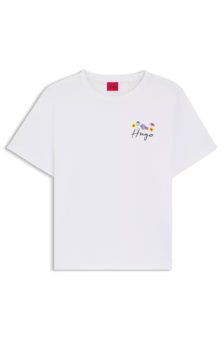 Camiseta de punto de algodón con ilustración floral